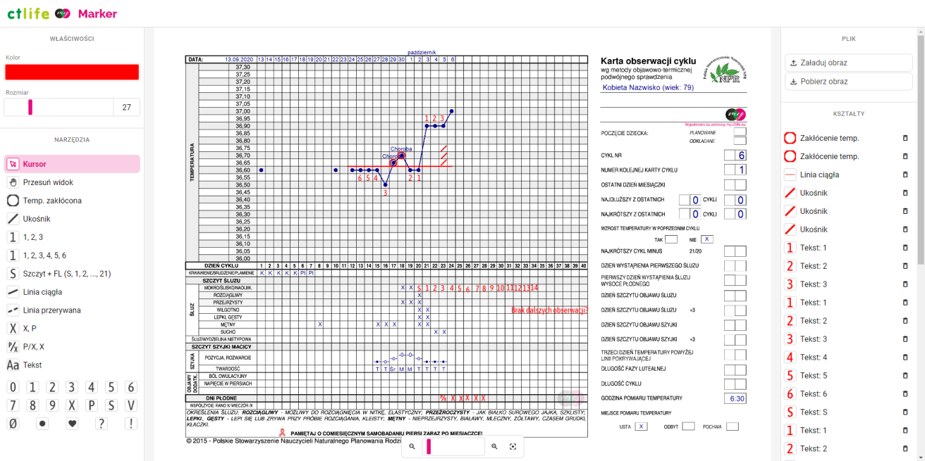 Zrzut ekranu markera